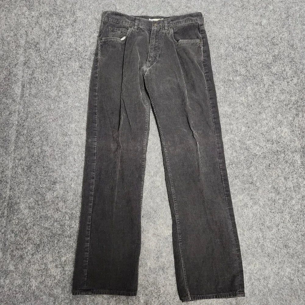 J Crew‎ Corduroy Pants Mens 32x30 Black Slim Fit Straight Leg Chino Style 17029
